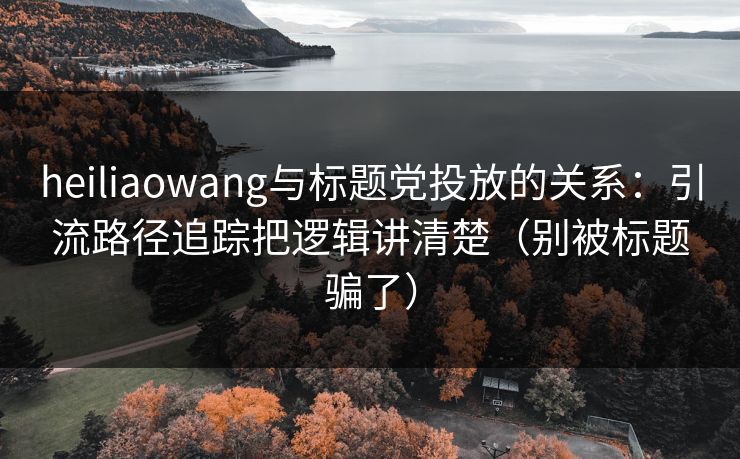 heiliaowang与标题党投放的关系：引流路径追踪把逻辑讲清楚（别被标题骗了）